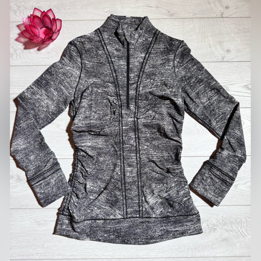 Lululemon Cypress Kiss 1/2 Zip - Size 8 - Rush Jacquard Black White